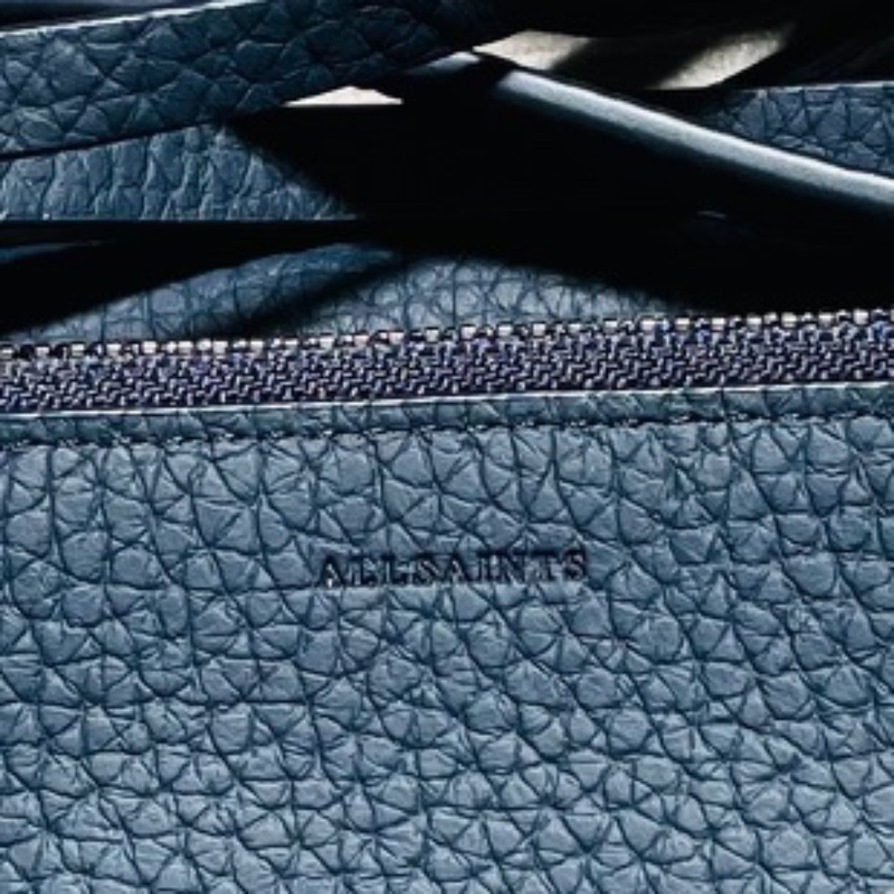 ALL SAINTS Navy Fetch Chain Leather Crossbody Bag - Picture 6 of 8